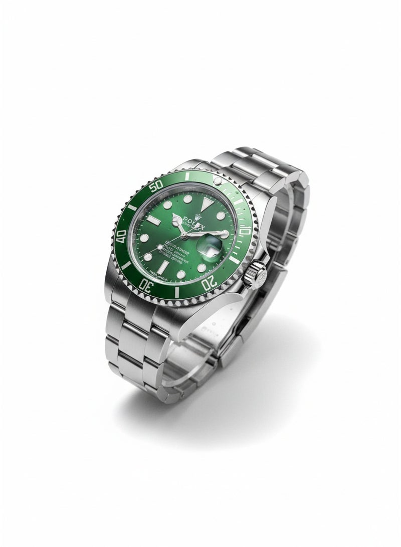 Rolex Submariner Date Stainless Steel Watch with Green Dial & Bezel - Image 4